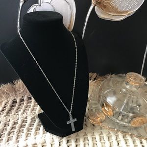 SILVER TONE CROSS NECKLACE